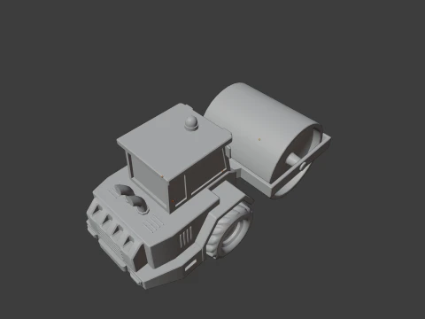 Low Poly Construction Road Roller 3D Model