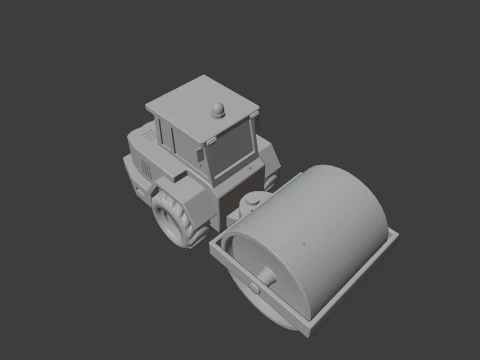 Low Poly Construction Road Roller 3D Model