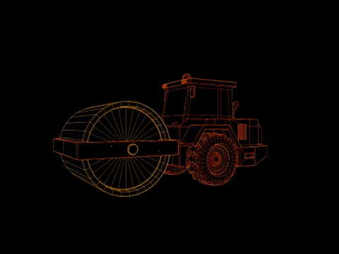 Low Poly Construction Road Roller 3D Model