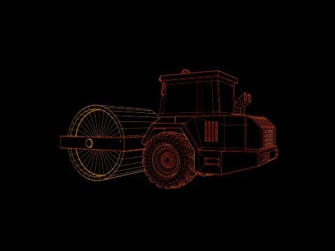 Low Poly Construction Road Roller 3D Model