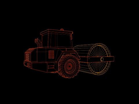 Low Poly Construction Road Roller 3D Model
