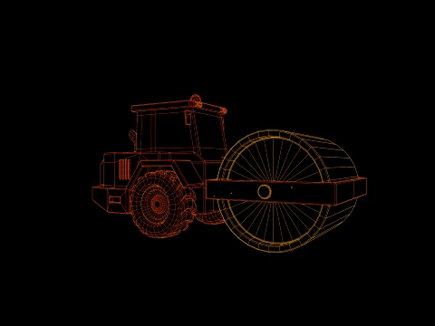Low Poly Construction Road Roller 3D Model