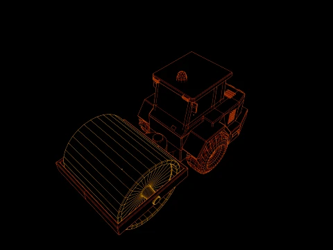 Low Poly Construction Road Roller 3D Model