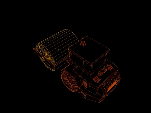 Low Poly Construction Road Roller 3D Model
