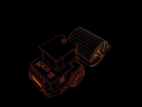 Low Poly Construction Road Roller 3D Model