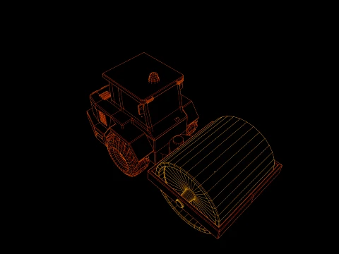 Low Poly Construction Road Roller 3D Model