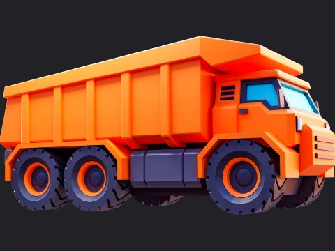 Low Poly Industrial Heavy Dump Truck 3D मॉडल