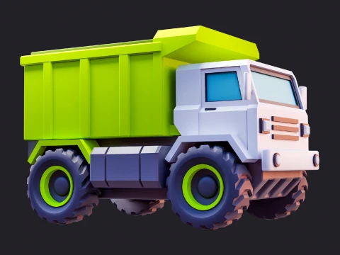 Low Poly Dump Truck Modello 3D