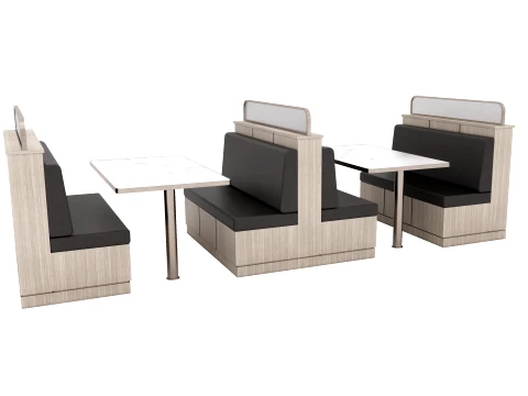 Modern Restaurant Cafe Modular Booth Seating Table Collection 4pcs 3D Model