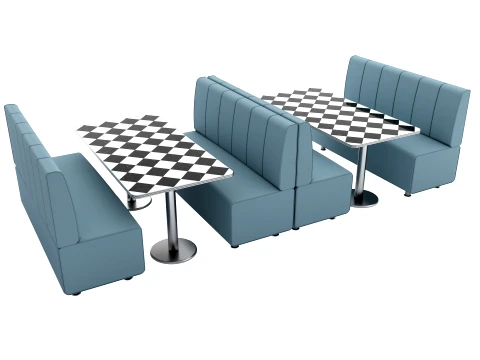 Modern Restaurant Cafe Modular Booth Seating Table Collection 4pcs 3D Model