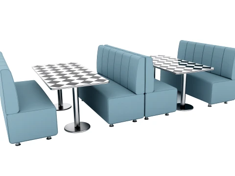 Modern Restaurant Cafe Modular Booth Seating Table Collection 4pcs 3D Model