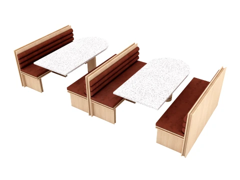 Modern Restaurant Cafe Modular Booth Seating Table Collection 4pcs 3D Model