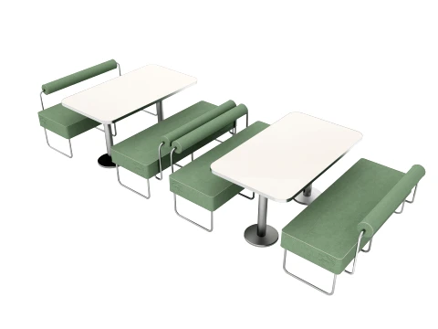 Modern Restaurant Cafe Modular Booth Seating Table Collection 4pcs 3D Model