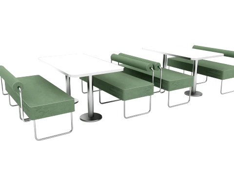 Modern Restaurant Cafe Modular Booth Seating Table Collection 4pcs 3D Model