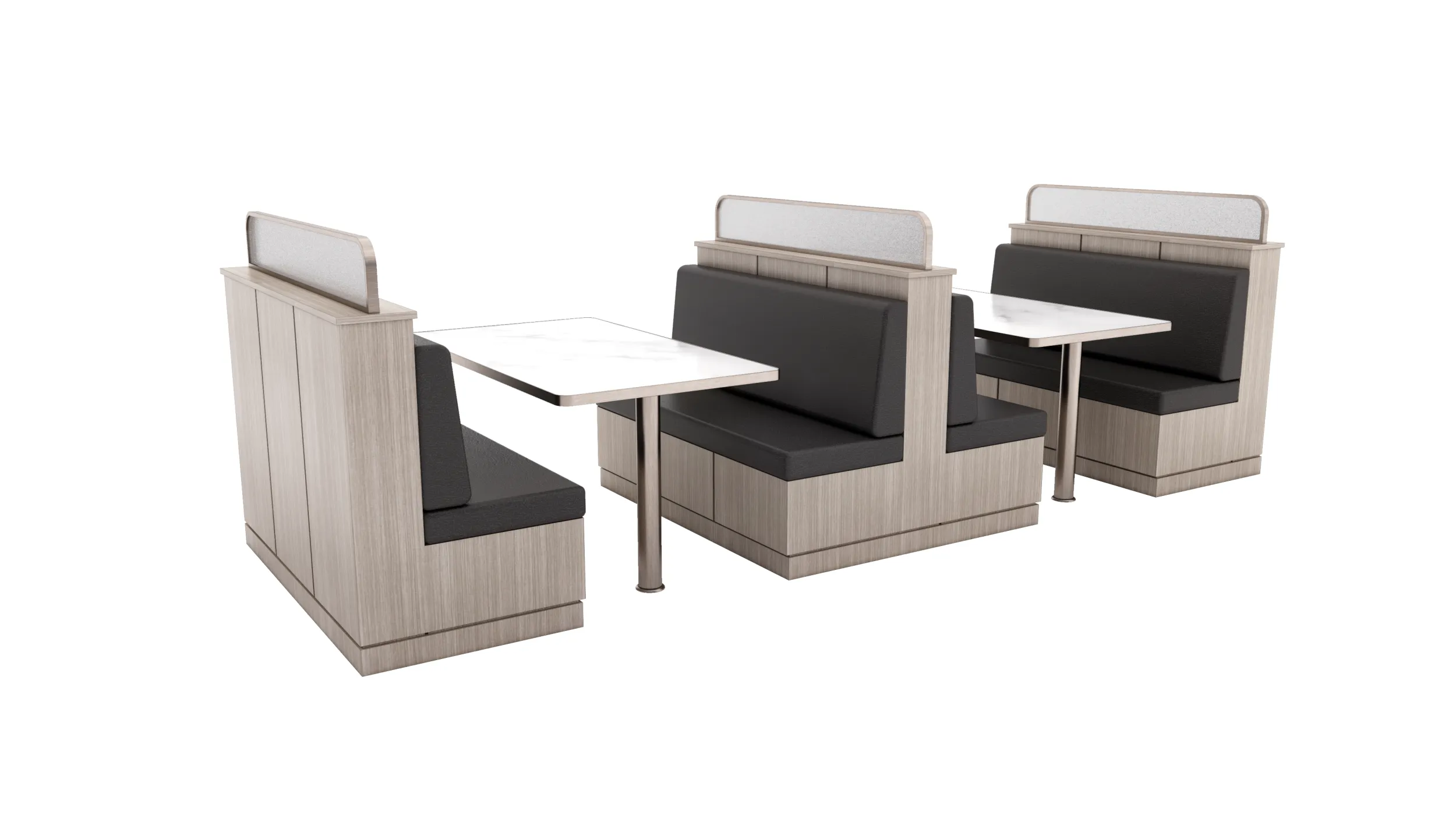 Modern Wood Cafe Booth Seating with Marble Table Partition 3D Model .c4d .max .obj .3ds .fbx .stl .blend 