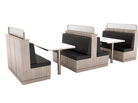 Modern Wood Cafe Booth Seating with Marble Table Partition 3D Model