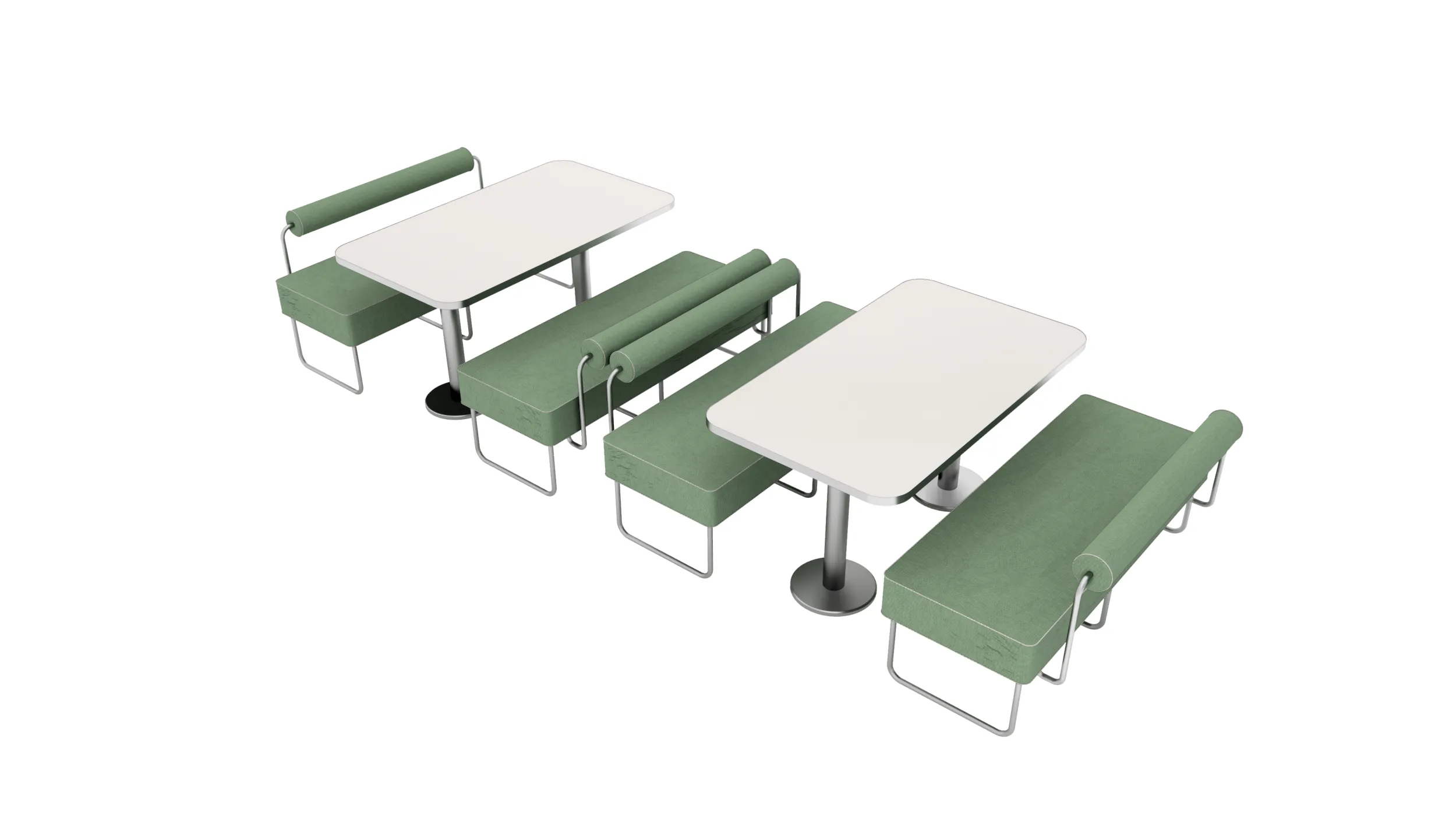 Modern Green Fabric Bench Seating Minimalist Metal Dining Table 3D Model .c4d .max .obj .3ds .fbx .stl .blend 