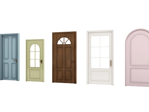 Modern Classic Interior Door Collection 5pcs 3D Model