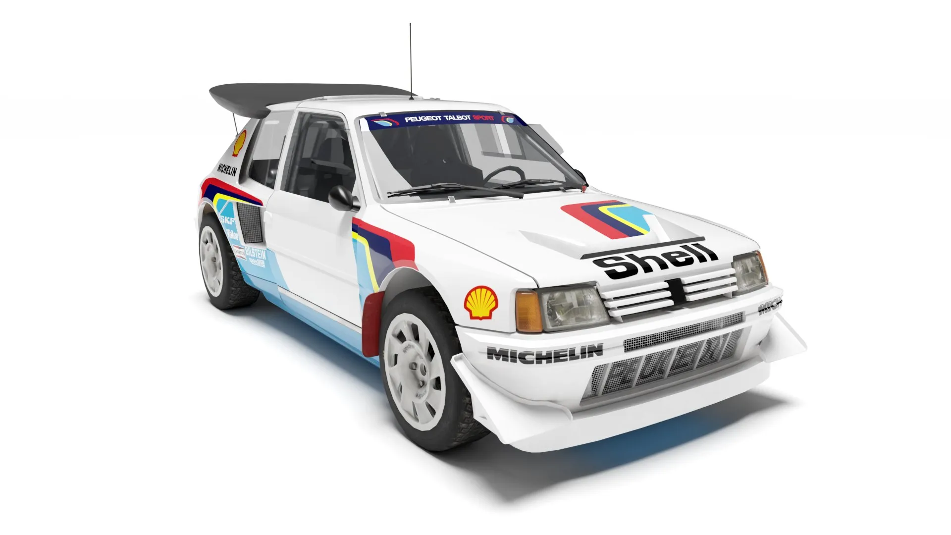 Peugeot 205 Turbo 16 Evolution 2 1986 3D Model .c4d .max .obj .3ds .fbx .stl .blend