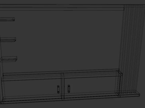 Modern Wooden TV Wall PBR 4K 3D Model