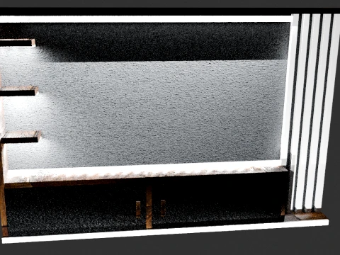 Modern Wooden TV Wall PBR 4K 3D Model