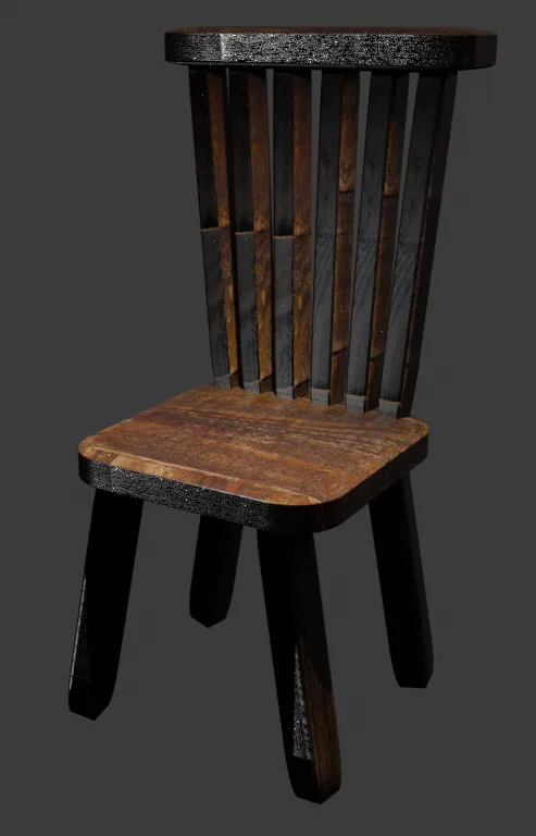 Realstic Wooden Chair PBR 4K 3D Model .c4d .max .obj .3ds .fbx .stl .blend 
