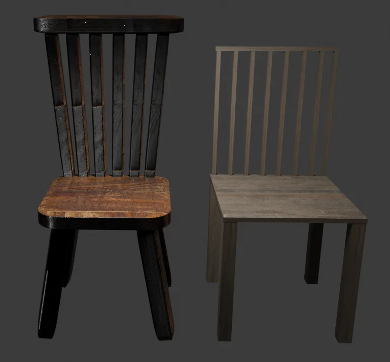 Realstic Wooden Chairs Pack 2 PBR 4K s 3D Model .c4d .max .obj .3ds .fbx .stl .blend 
