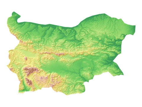 Mapa de relevo topogr&aacute;fico da Bulg&aacute;ria STL para impress&atilde;o 3D Modelo de Impressão 3D
