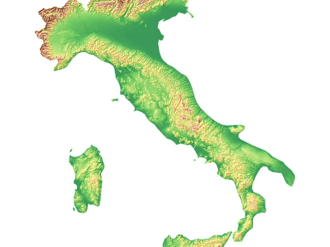 3D プリント用イタリア地形起伏図 STL 3Dプリントモデル