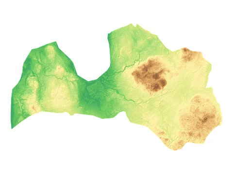 3D Baskı i&ccedil;in Letonya Topografik R&ouml;lyef Haritası STL 3D Baskı Modeli