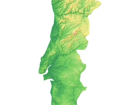 Topografische Reliefkarte Portugals STL f&uuml;r den 3D-Druck 3D Druckmodell
