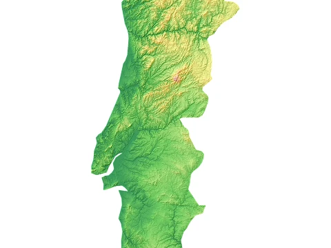 Portugal Topographic Relief Map STL for 3D Printing 3D Print Model
