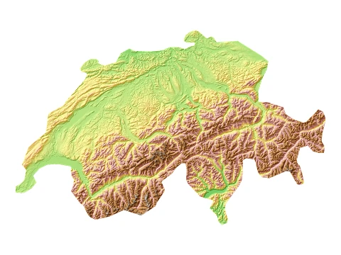 Mapa de relevo topogr&aacute;fico da Su&iacute;&ccedil;a STL para impress&atilde;o 3D Modelo de Impressão 3D