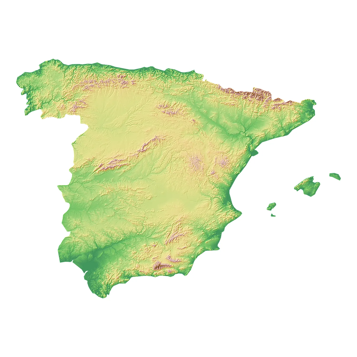 Spain Topographic Relief Map STL for 3D Printing 3D Print Model .c4d .max .obj .3ds .fbx .stl .blend 