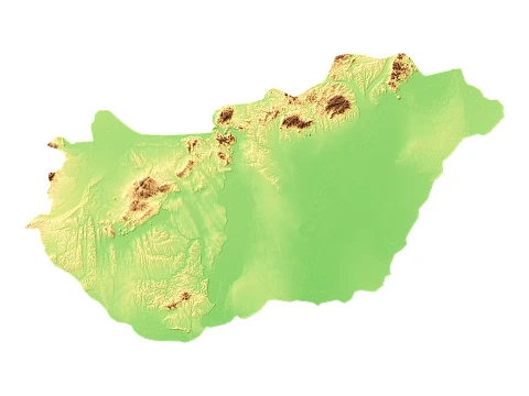 Hungary Topographic Relief Map STL for 3D Printing 3D Print Model
