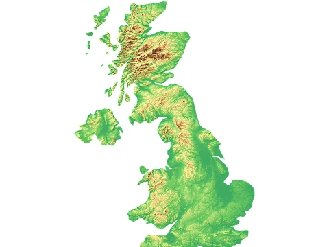 United Kingdom Topographic Relief Map STL for 3D Printing 3D Print Model