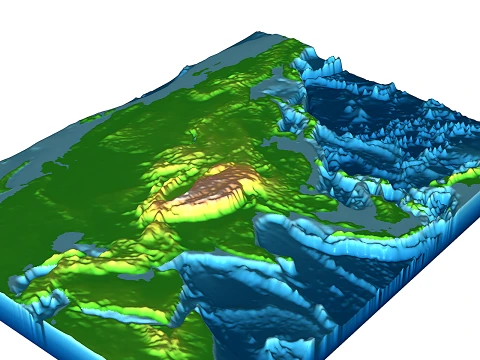 Asia 3D Relief Map with Ocean Floor topographic STL 3D Print Model