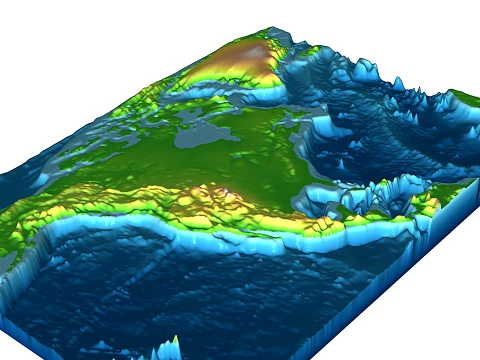 North America 3D Relief Map with Ocean Floor STL 3D Print Model