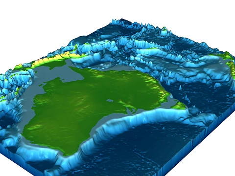 Ozeanien 3D-Reliefkarte mit Meeresboden STL 3D Druckmodell