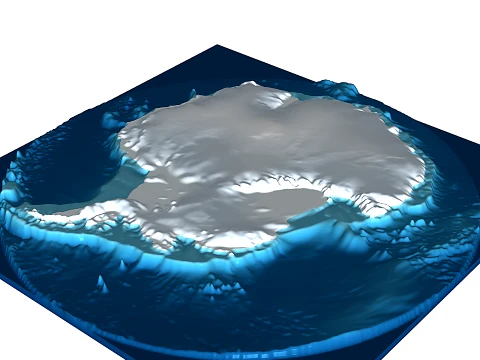 3D-Reliefkarte der Antarktis mit Meeresboden STL 3D Druckmodell