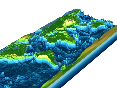 3D-Reliefweltkarte mit topografischem Meeresboden-STL 3D Druckmodell