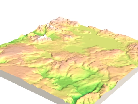 Yellowstone Caldera 3D-Reliefmodell topografische STL 3D Druckmodell