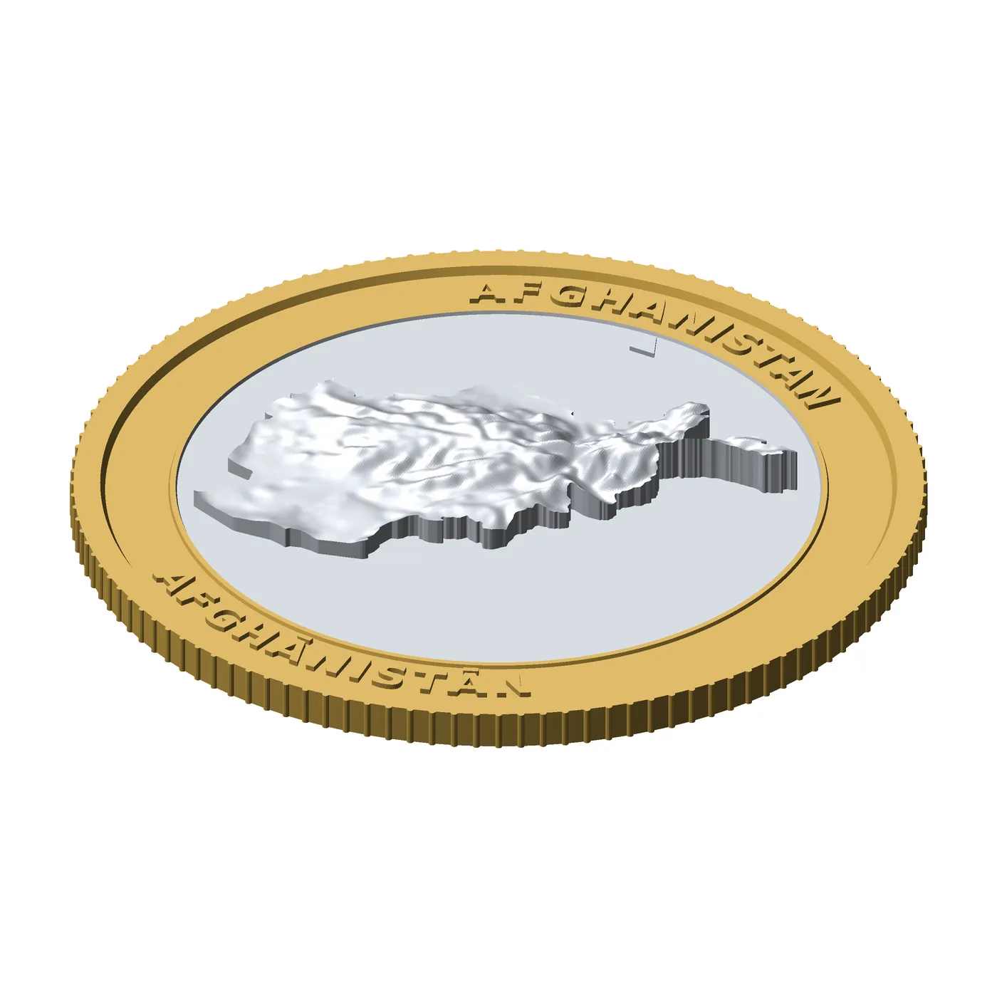 Afghanistan 3D Topographic Coin 85 mm Relief Collector Token 3D Print Model .c4d .max .obj .3ds .fbx .stl .blend 