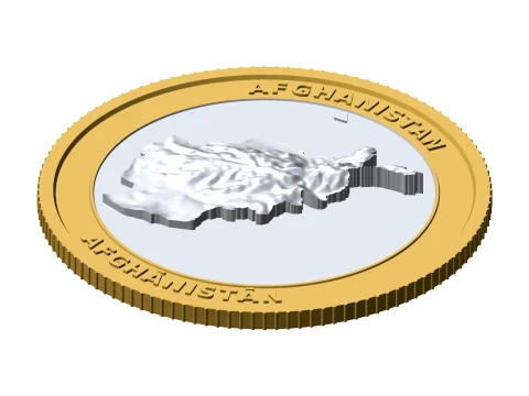 Afghanistan 3D Topographic Coin 85 mm Relief Collector Token 3D Print Model
