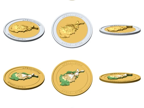 Afghanistan 3D Topographic Coin 85 mm Relief Collector Token 3D Print Model