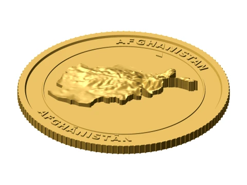 Afghanistan 3D Topographic Coin 85 mm Relief Collector Token 3D Print Model