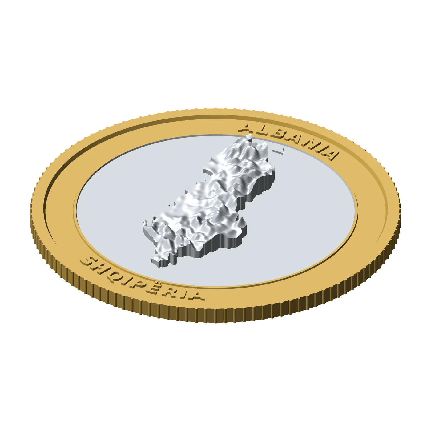 Albania 3D Topographic Coin 85 mm Relief Collector Token 3D Print Model .c4d .max .obj .3ds .fbx .stl .blend 