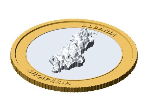 Albania 3D Topographic Coin 85 mm Relief Collector Token 3D Print Model