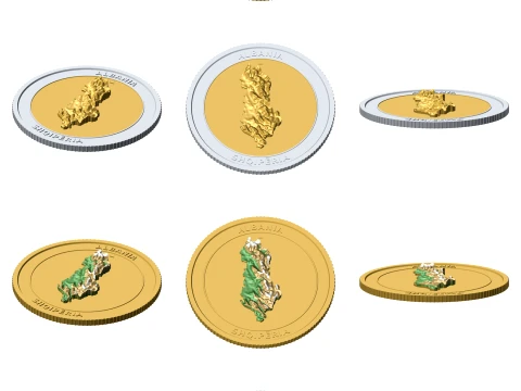 Albania 3D Topographic Coin 85 mm Relief Collector Token 3D Print Model