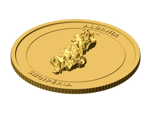 Albania 3D Topographic Coin 85 mm Relief Collector Token 3D Print Model